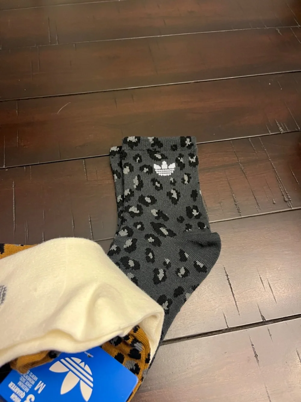 Adidas Leopard Cheetah Socks 3 Pack High Quarter Medium Womens Shoe Size 5-10